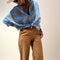 Gaby | Stylish Embroidered Shirt - Ocean Blue