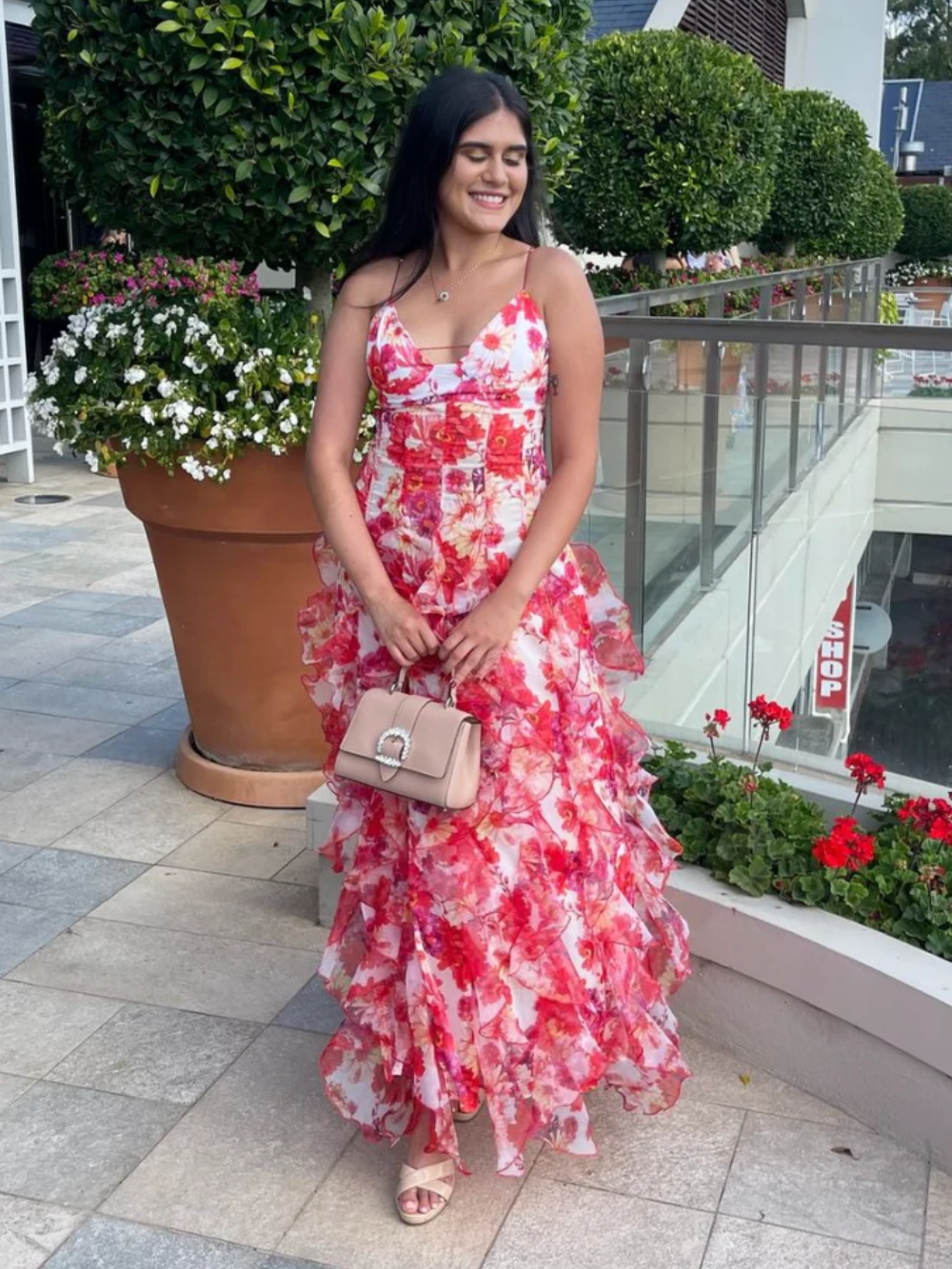 Indigo - Ruffled Floral Dress