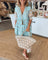 Rue - Casual Printed V-neck Half Sleeve Dress - Blue