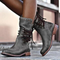 Anita - Stylish Leather Booties - Gray