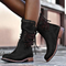 Anita - Stylish Leather Booties - Black