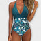 Florence - Elegant Swimsuit for Women with V-Neck - Ocean Blue