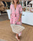 Rue - Casual Printed V-neck Half Sleeve Dress - Pink