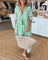 Rue - Casual Printed V-neck Half Sleeve Dress - Green