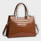 Olivia - Glossy Crocodile Pattern Handbag - Brown