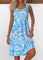 Roia Light Blue Eyelet Tribal Print A Line Sleeveless Dress - Light Blue