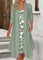 Zoe Dark Camel Fake 2in1 Tribal Print A Line Dress - Sage Green