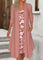 Zoe Dark Camel Fake 2in1 Tribal Print A Line Dress - Pink