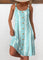 Claire Circular Ring Tropical Plants Print Strappy Dress - Mint Green