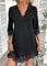 Ayesha Black A Line 3/4 Sleeve V Neck Dress - Black