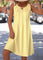 Hazel Beige Cut Out Floral Print A Line Sleeveless - Yellow