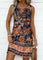 Laiso Coral Circular Ring Tribal Print Sleeveless Round Neck Dress - Dark Blue