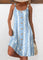Claire Circular Ring Tropical Plants Print Strappy Dress - Light Blue
