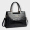 Olivia - Glossy Crocodile Pattern Handbag - Black
