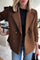 Alesia - Stylish Casual Button Blazer - Dark Brown