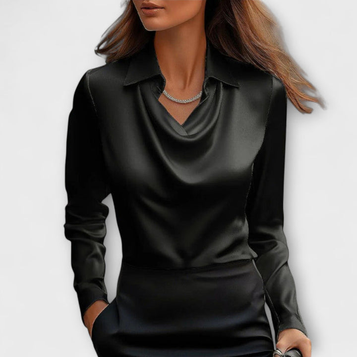 Lira - Shimmering Blouse with Ruching at the Collar