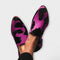 Paloma – Cow Print Genuine Leather Slippers - Fuchsia