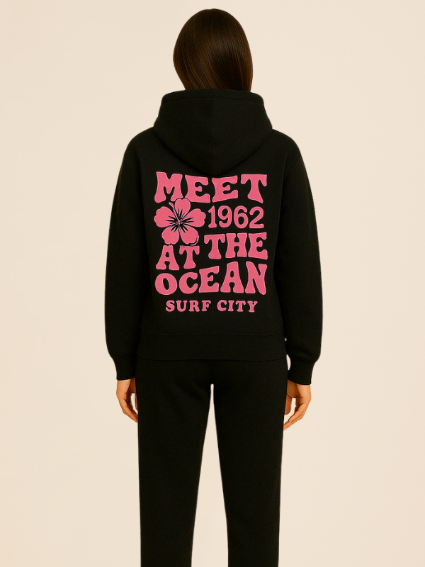 Mila - Comfy Oversized Tracksuit with Surf City Back Print