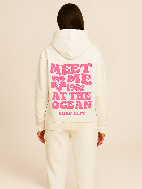 Mila - Comfy Oversized Tracksuit with Surf City Back Print