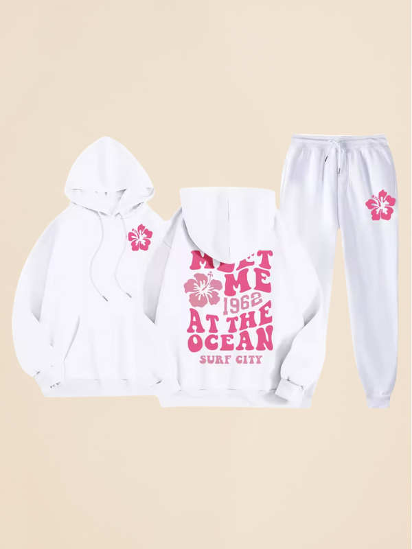 Mila - Comfy Oversized Tracksuit with Surf City Back Print