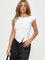 Lira Chic Asymmetrical Button-Up Sleeveless Top - White