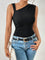 Elara Asymmetric Neckline Tank Top - Black