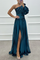 Chloe – Elegant Striped One Shoulder Maxi Dress - Navy Blue