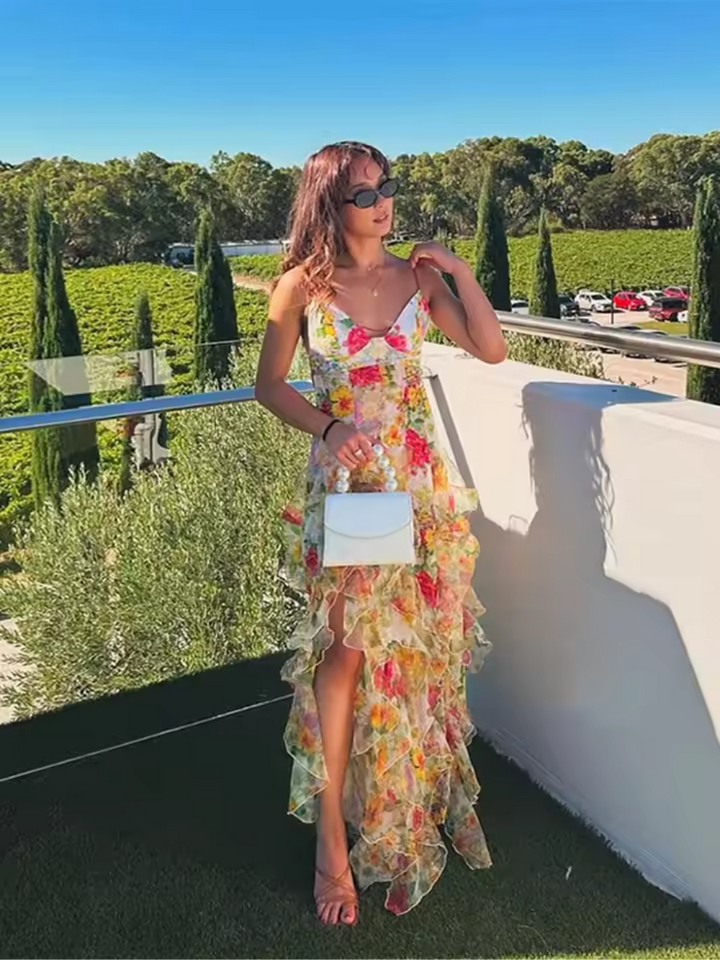 Indigo - Ruffled Floral Dress