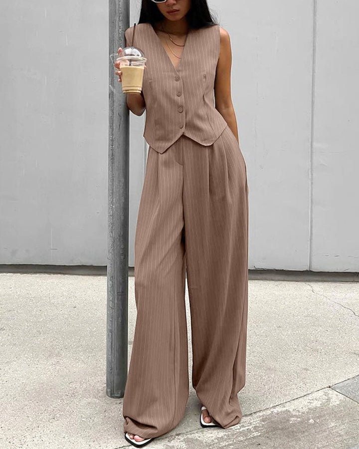 Grace - Pinstriped Vest and Trousers Set