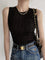Elara Wave-Textured Sleeveless Top - Black