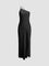 Celeste Moonlit Glam Satin Maxi Dress - Black