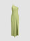 Celeste Moonlit Glam Satin Maxi Dress - Green