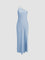 Celeste Moonlit Glam Satin Maxi Dress - Blue