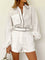 Fiora Contrast Trim Cotton-Linen Set - White