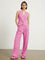 Lira Relaxed Fit Linen Pants Set - Pink