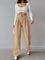 Hazel Street Fold-Waistband Pants - Khaki