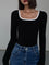 Seren French Long Sleeve Flow Top - Black