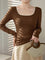 Seren French Long Sleeve Flow Top - Brown