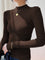 Celeste Mock Neck Long Sleeve Top - Burgundy