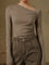 Fozia Rib-Knit Long Sleeve Top - Apricot