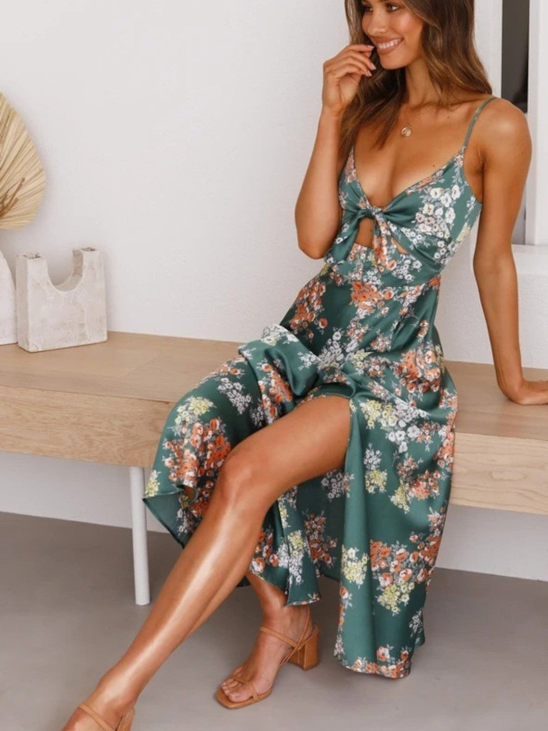 Athena Floral Print Henna Dress