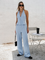 Mara Linen Vest & Pants Set - LightBlue