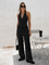 Mara Linen Vest & Pants Set - Black