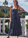 Aurelia Summer Blue Maxi Dress with White Square Dots