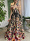 Kaia Summer Maxi Dress with Flowers Abstract Print - Black