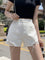 Mira Distressed Denim Mini Skirt - White