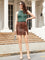 Nora Croc-Texture Vegan Leather Skirt - Brown