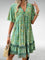 Saylor - Bohemian Paisley Print V Neck Summer Dress - Green (Almost sold out)