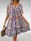 Saylor - Bohemian Paisley Print V Neck Summer Dress - Blue (Almost sold out)