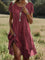 Taylor™ Vintage Boho V-Neck Dress - Red